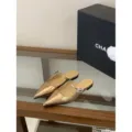 Gold metallic pointed-toe flat mules featuring elegant crystal buckle straps for women. - 35 / Gold