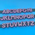 Purple rhinestone English letter charms DIY accessories detailed view display items - Letter A / Rose Red