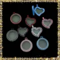 Glazen geheugen medaillon hangers met kleurrijke strass steentjes, hart en rond voor sieraden. - Hart en Rond Gemengd