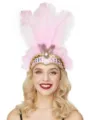 Pink feather headband for party costume carnival and festive dance performance wear. - Pink