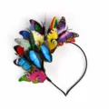 Colorful 3D butterfly hair hoop detail, vibrant party hair accessory for women. - Colorful