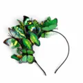 Détail de cerceau de cheveux papillon vert avec plusieurs insectes 3D réalistes pour photos - Vert