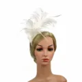 White feather headpiece bridal fascinator headband for fancy dress parties and weddings. - White