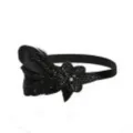 Vintage black feather headband detail, Gatsby style party hair accessory and elegant bridal jewelry. - Black
