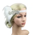 1920s Gatsby Feather Headband Flapper Rhinestone Hair Band Vintage Costume Accessories for Women - All White