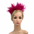 Pink feather headband for women, festive party hair accessory, colorful carnival headdress - Rose Red
