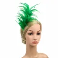 Green feather hairband fascinator headband for women bridal party Halloween costume accessories - Green
