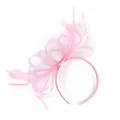 Ροζ στέκα με φτερά και δίχτυ fascinator γυναικεία αξεσουάρ μαλλιών γάμου - Ροζ