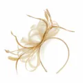 Κομψή στέκα μαλλιών fascinator με φτερά και τούλι σαμπανιζέ για γάμο πάρτι αξεσουάρ - Χρυσό