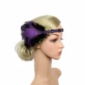 Vintage 1920er Federn Stirnband Flapper Gatsby Kopfschmuck lila Strass Haarschmuck - Lila (HD5844)