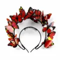 Colorful 3D butterfly headband hair accessory for party, prom, and photography shoots. - Red