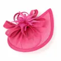 Pink fascinator hat mesh feather headpiece elegant vintage tea party wedding hair accessories - Rose Red