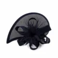 Navy Blue Fascinator Hat Vintage Feather Mesh Headpiece Elegant Tea Party Derby Hair Accessory - Navy Blue