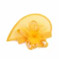 Yellow feather fascinator hat mesh hair accessory for women wedding party derby races. - Yellow