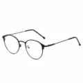 Classic round metal anti-blue light glasses frame with photochromic lenses for daily wear. - Photochromic / Black Frame