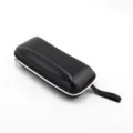 Black hard shell sunglasses case with white zipper and portable strap for daily outdoor travel protection - Zipper Leather Case / 16.5x7.2x4.9cm / Black