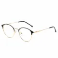 Retro round metal half-frame anti-blue light photochromic glasses for daily wear style - Photochromic / Black Gold Frame