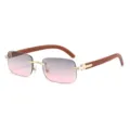 Occhiali da sole senza montatura alla moda da uomo con lenti sfumate e stanghette in legno. - Oro/Rosa Grigio