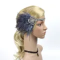 1920s Gatsby feather headband vintage rhinestone hair accessories for party and prom new - Gray