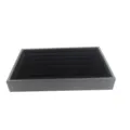 Black velvet ring display tray for jewelry, stud earrings organizer, holder for retail showcase. - 20cm x 14.5cm x 3cm / Black
