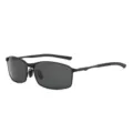Occhiali da sole quadrati in metallo polarizzati da uomo per guida moda casual - montatura nera con lenti grigie
