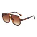 Retro square double bridge aviator sunglasses for women and men fashion outdoor sun protection - Tortoise Gradient Tea