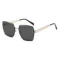 Grandes lunettes de soleil polygonales sans monture pour femme, protection UV. - Monture Argentée Verre Gris
