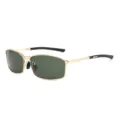 Men's polarized metal sunglasses with classic square frame for outdoor driving fishing. - Gold Frame G15 Green Lens
