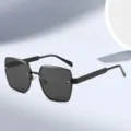 Lunettes de soleil rétro sans monture surdimensionnées pour femmes avec protection UV élégantes. - Monture Noire Verres Gris