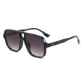 Vintage square aviator sunglasses for men and women, classic black gradient lens eyewear. - Brilliant Black Gradual Gray