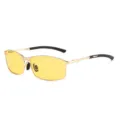 Men's vintage metal square polarized night vision driving sunglasses with yellow lenses. - Gold Frame Yellow Lens