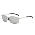 Men's Polarized Metal Square Sunglasses UV Protection Outdoor Driving Glasses Silver Lens - Silver Frame Silver Mirror Lens