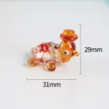 Cute mini glass turtle figurine desktop ornament with colorful design, compact 29x31mm size. - Red