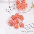 Orange white swirled glass beads round loose beads for bracelet DIY jewelry accessories crafting - 12mm / Red