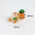 Mini glass turtle figurine desktop ornament with green hat, cute animal craft decoration. - Green