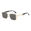 Lunettes de Soleil Carrées en Métal Vintage pour Hommes Rétro de Luxe pour Femmes - Monture Dorée Verre Gris