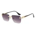 Modieuze rimless zonnebril met verlooplenzen en metalen details voor stijlvolle looks. - Gouden Frame Dubbel Grijs
