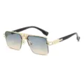 Occhiali da sole uomo vintage mezza montatura lusso oro nero lenti sfumate 2025 nuovo - Montatura Oro Verde Giallo