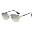 Luxury gradient rimless sunglasses for men and women, stylish gold metal frames with modern design. - Gold Frame Green Yellow