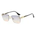 Luxe metalen montuurloze zonnebril met verlooplenzen en stijlvolle gouden pootjes voor heren. - Goud Frame Blauw Geel
