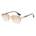 Stijlvolle frameloze zonnebril met bruine verlooplenzen en gouden metalen accenten voor dames. - Goud Frame Verloop Thee