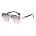Occhiali da sole vintage uomo sfumati, elegante montatura semimetallica protezione UV. - Montatura Argento Grigio Rosa