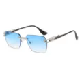 2026 Fashion UV Protection Rimless Sunglasses Modern Business Metal Sun Glasses Chic - Silver Frame Gradient Blue