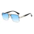 Occhiali da sole uomo vintage sfumati blu montatura in metallo stile di lusso - Montatura Argento Sfumata Blu