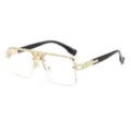Occhiali da sole uomo vintage quadrati semi-montatura metallo lusso montatura oro guida - Montatura Oro Lente Trasparente