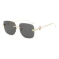 Lunettes de soleil carrees sans monture avec cadre dore et branches serpent uniques. - Carré Sans Monture (5674) / Monture Dorée Verre Gris