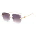Lunettes de soleil carrées sans monture dégradées de luxe avec branches serpent dorées. - Carré Sans Monture (5674) / Monture Dorée Double Gris