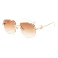 Lunettes de soleil sans monture dégradées tendance avec design de serpent et métal. - Carré Sans Monture (5674) / Monture Dorée Thé Dégradé