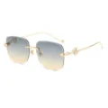 Lunettes de soleil carrées sans monture avec branches serpent dorées élégantes et tendance. - Carré Sans Monture (5674) / Monture Dorée Vert Jaune