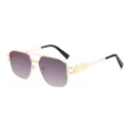 Gafas de sol cuadradas de lujo de doble puente de metal para hombre y mujer vintage UV - Montura Dorada Doble Gris